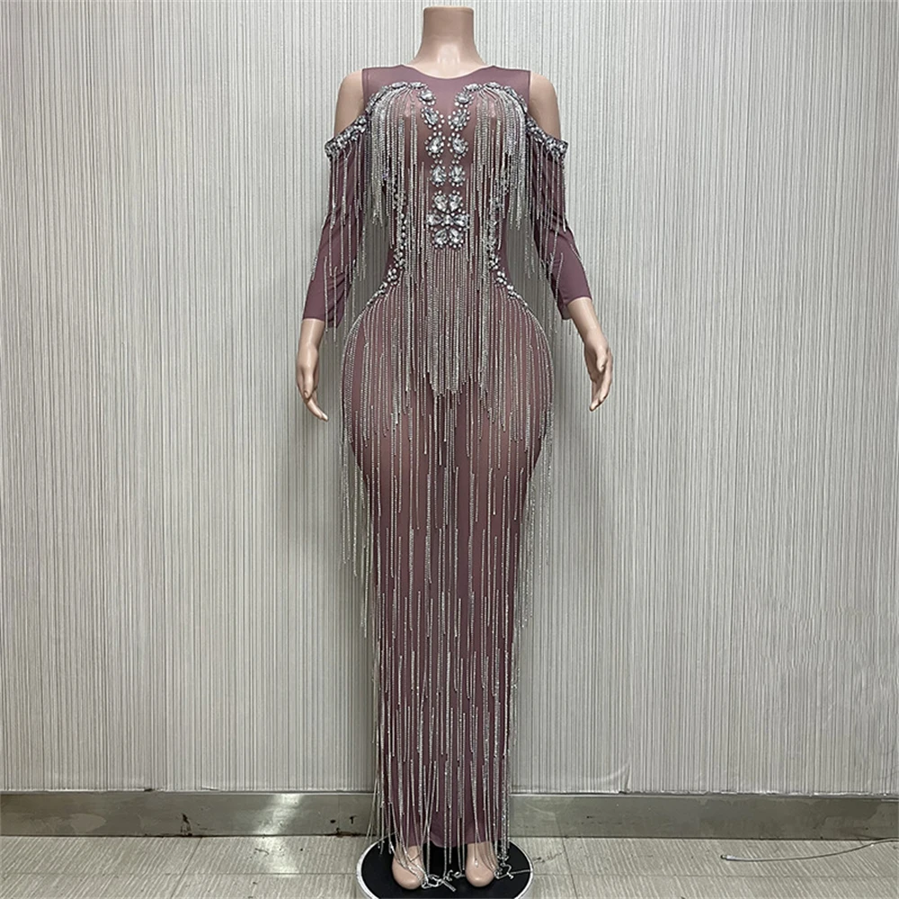 Women Crystal Formal Occasion Dress With Tassel Off The Shoulder Sleeve Mermaid Evening Gown Wedding Party Dresses