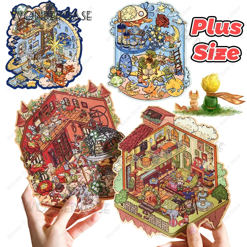 DIY 3D Plus Size Prince and Rose Miniature Scene Sticker Gorgeous Retro Pocket Cabin Stacked Stickers Gift for Kid Child