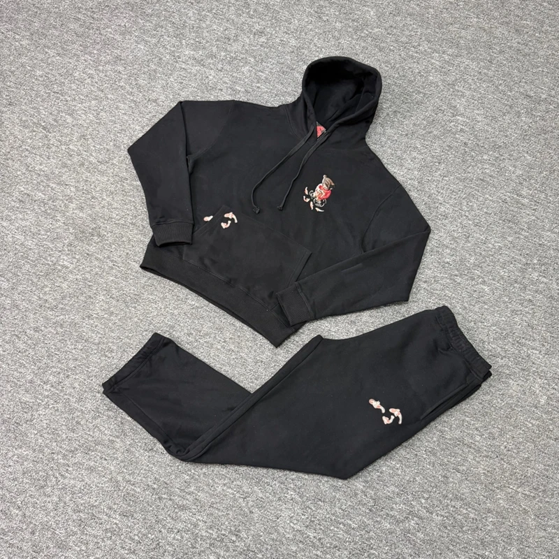 Pflaumenblüten-Stickerei Amerikanischer Streetwear-Hoodie für Männer, Oversized Pullover-Sweatshirt, Locker Sitzend, Urban Wear, Lässige Kapuzenpullover – Detail 4