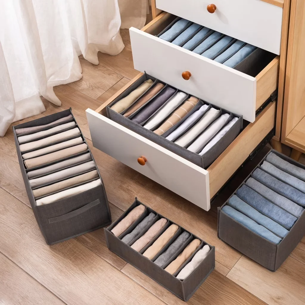 9/7-Fächer Aufbewahrungsbox aus Vliesstoff, Langlebig, Waschbar, Platzsparend, Mehrschichtig für Hosen, Kleidung, Unterwäsche, Kleiderschrank-Organisation
