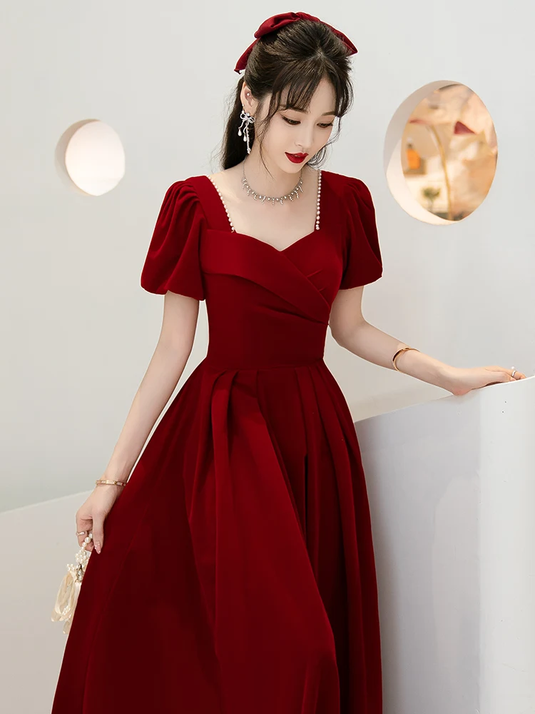 

Элегантное свадебное платье для помолвки и возвращения домой после свадьбы, из комфортной ткани, длиной в пол, из полиэфирного волокна.