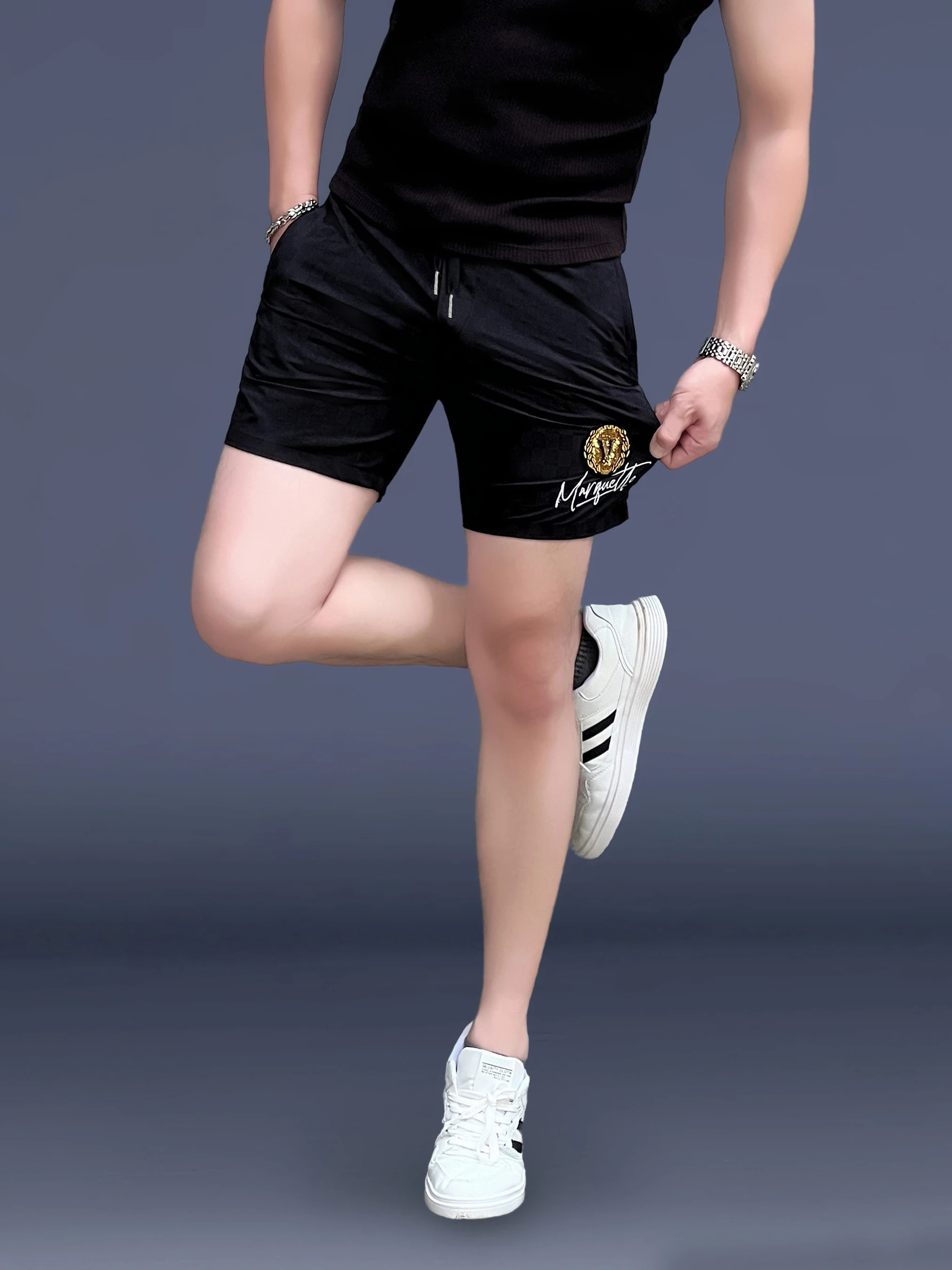 

Men's Casual Pants Summer Breathable Elastic Sports Shorts Ice Silk Thin Half-length Pants Straight Leg Casual Trousers