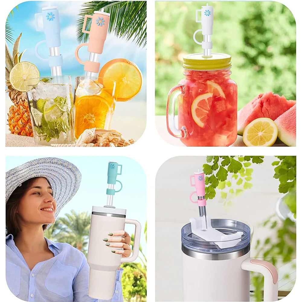 1/5Pcs 10mm Straw Covers Cap Compatible with Stanley 30&40 Oz Tumbler Cute Reusable Drink Straws Covers Kitchen Accessories