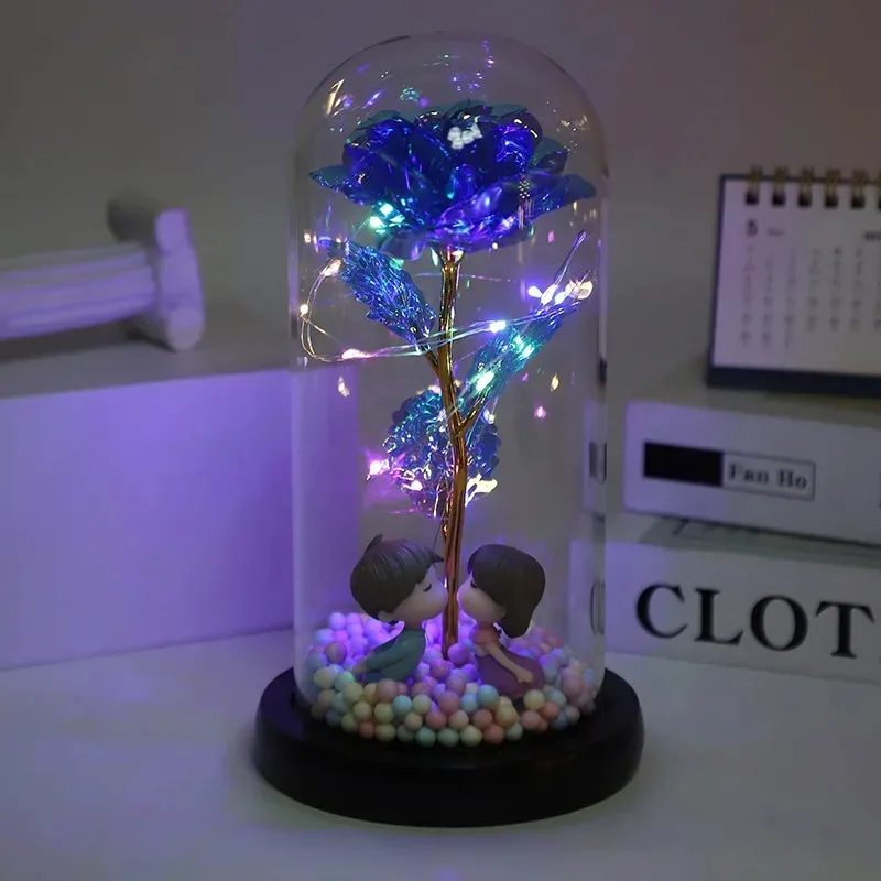 Rose Light Artificial Galaxy Rose Lamp with Butterfly LED Rose Flowers In Glass Chirstmas Wedding Valentine Gift for Girls Women