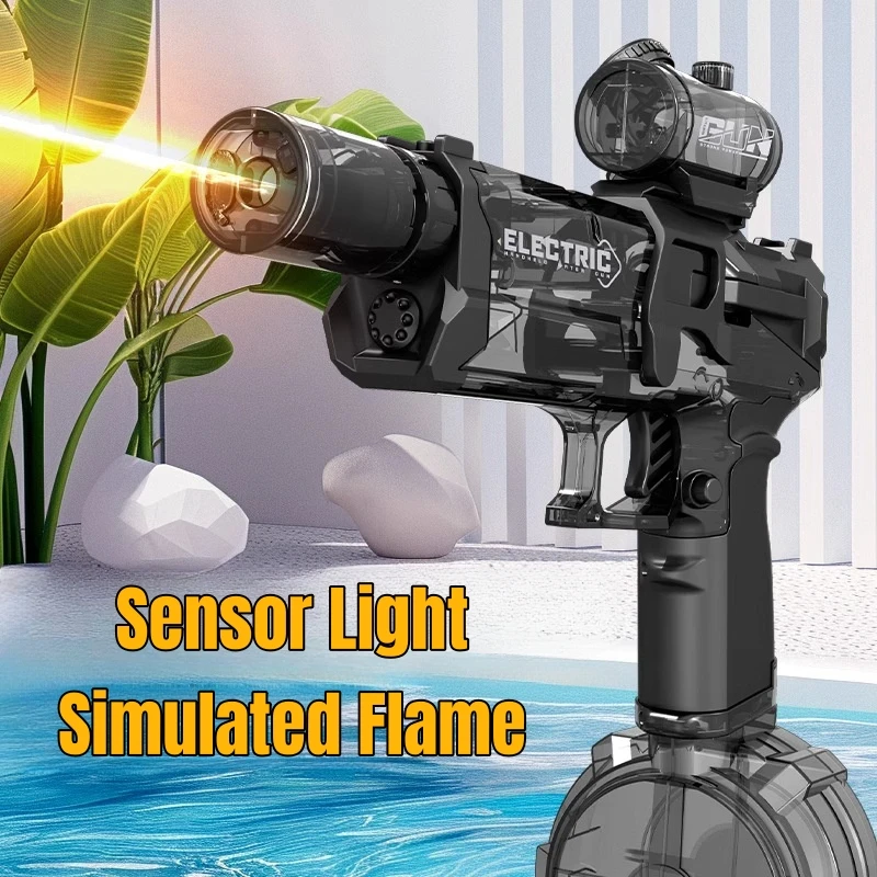 Children Simulated Flame Electric Water Gun Toys Summer Outdoor Beach Pool Fight Game Kids Automatic Sensor Lights Watergun Gift