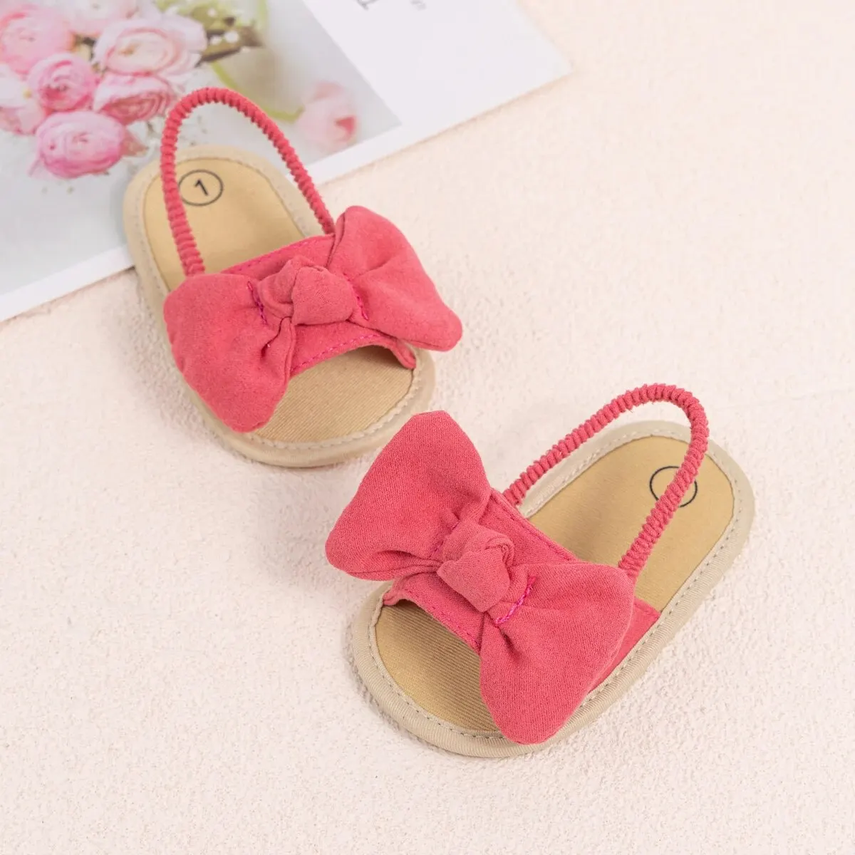 Summer Baby Girls Sandals Fashion Bow Soft Sole Casual Shoes Cotton Comfortable Toddler Shoes Beach Baby Sandals 0-18 Months