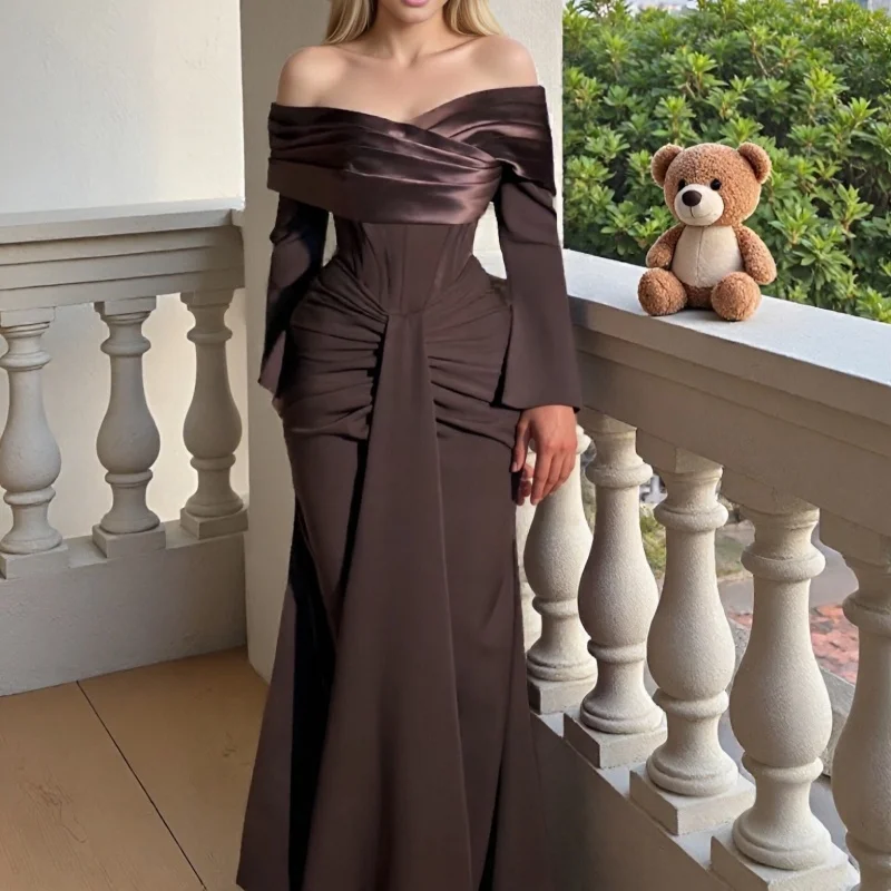 

Beshinel Customized One Shoulder Strapless Prom Dresses 2025 Elegant Vestidos Long Sleeves Backless Floor-length Party Dresses