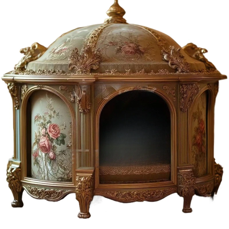 Baroque style, solid wood pet furniture, cat and dog villa, house, cat and dog house, high-end cat and dog kennel