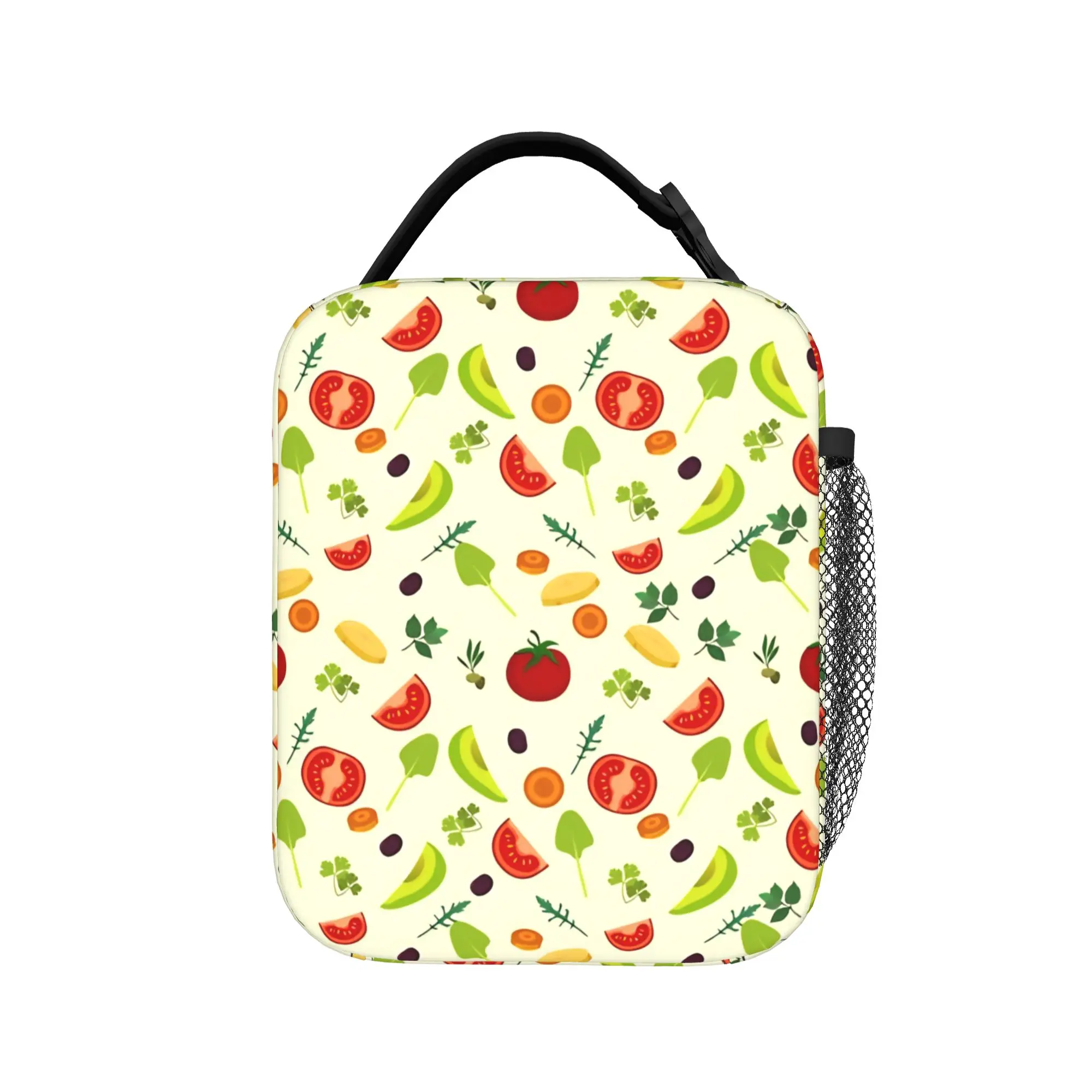 Colorful Vegetable Insulated Lunch Bags Large Tomato Style Reusable Cooler Bag Tote Lunch Box College  Outdoor Food Handbags