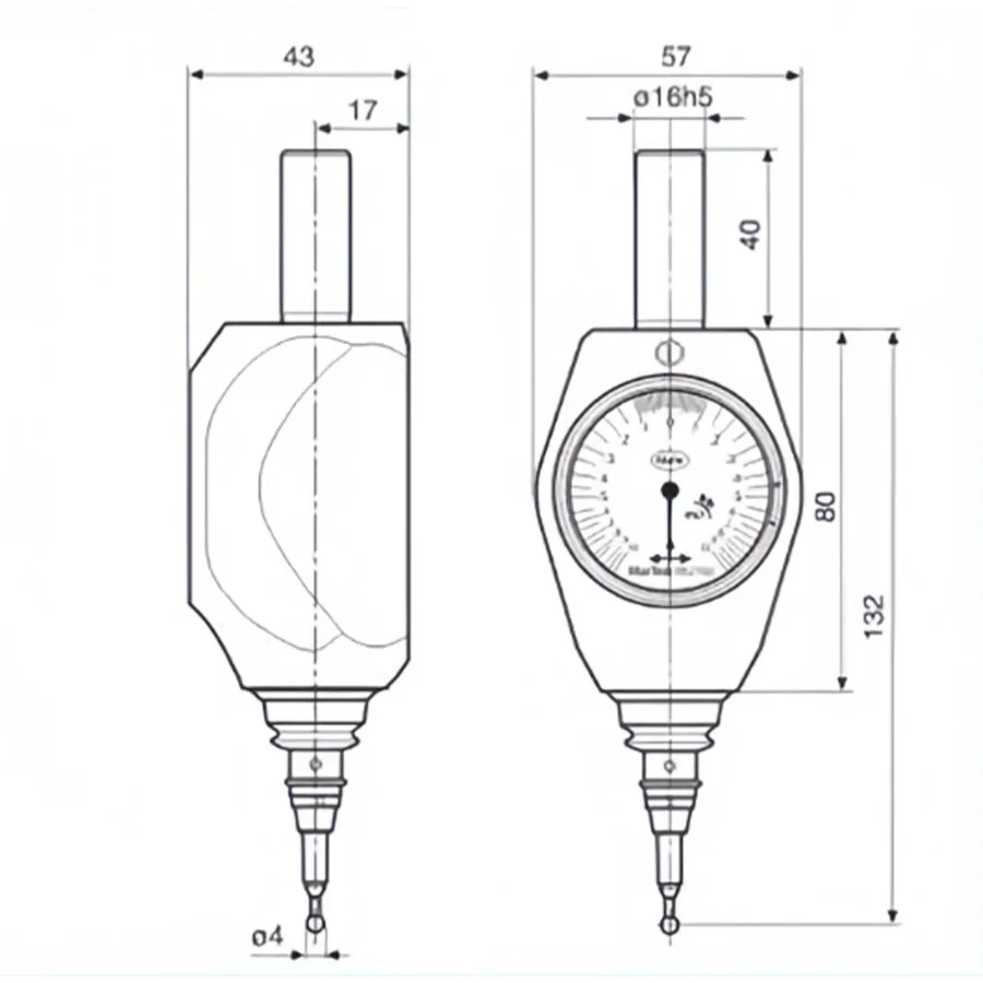 Mahr 3D Taster 359550 Analogue Edge Finder, 16 Handle Red Contact Tip, Three-Axis Centering Probe for CNC Milling Machine
