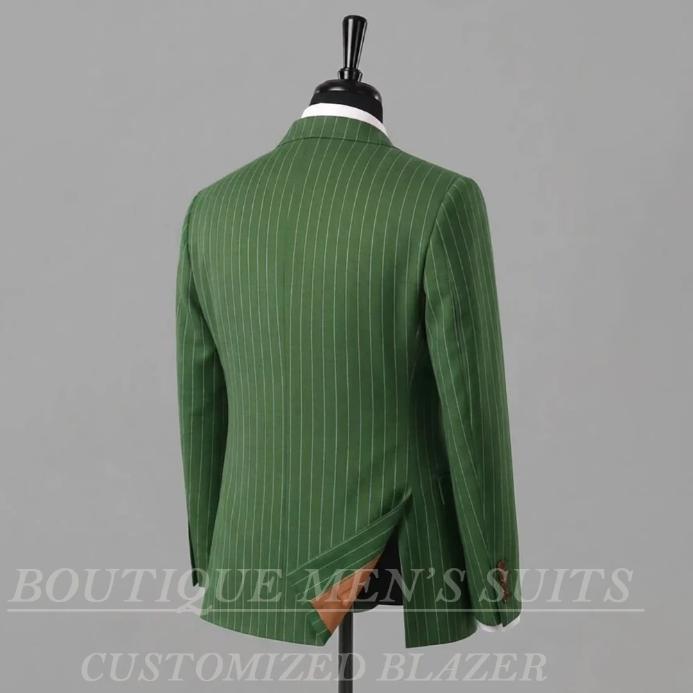 Designer Stripe Men's Suits Luxury Back Double Vent Blazer High Quality Formal Event 2 Piece Jacket Pants Costume Homme