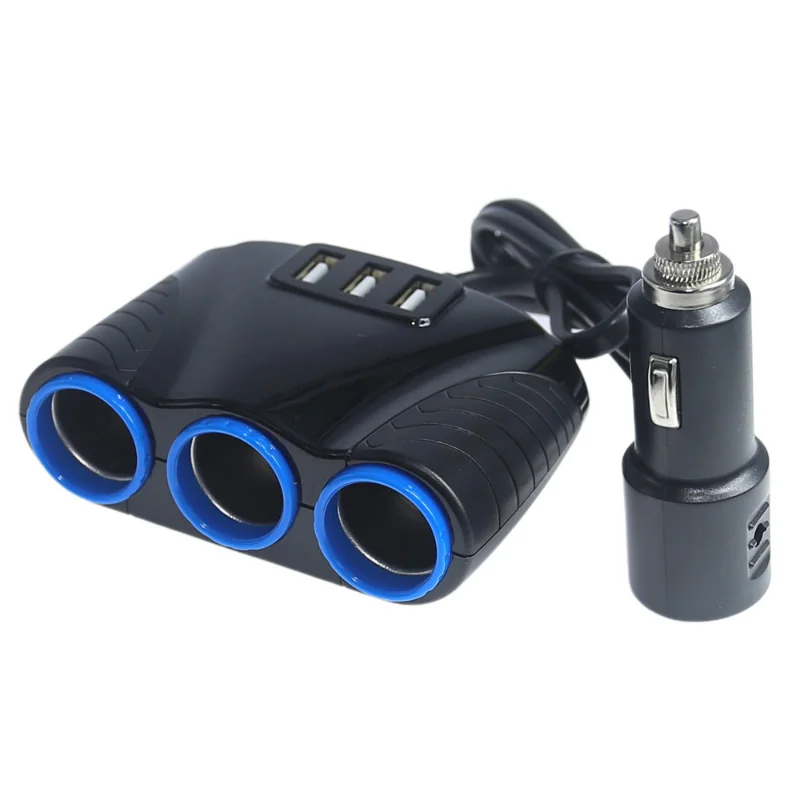 High Quality 3 Way Auto Sockets Car Cigarette Lighter Adapter Lighter Splitter Lighter 5V 3.1A Output Power 3 USB Charger 120W