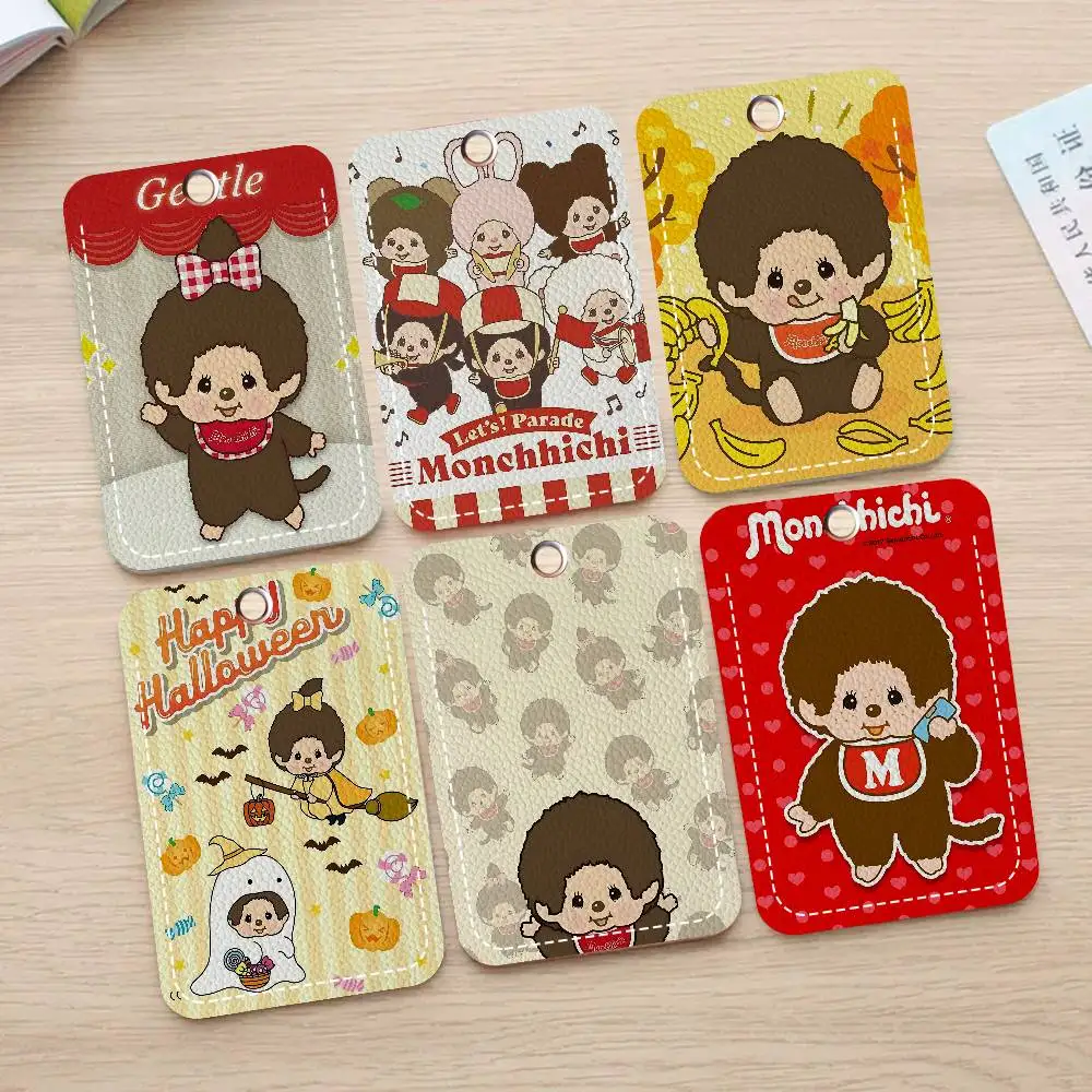 Cute M-monchhichis-s Access & Meal Card Holder Keychain Credit ID Bank Card Protective Case Keychain Pendant Fashion