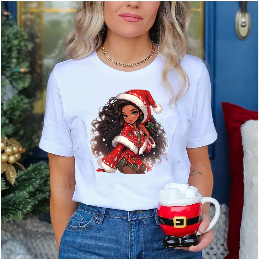 Christmas Black Lady Iron on Patches For Clothes Afro Women Heat Transfer Stickers for Christmas Iron on Patches for Cothing image 2