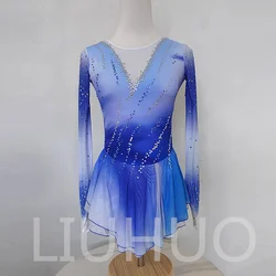 LIUHUO Ice Figure Skating Dress Girls Women Teens Stretchy Spandex Gradient Competition Wholesale