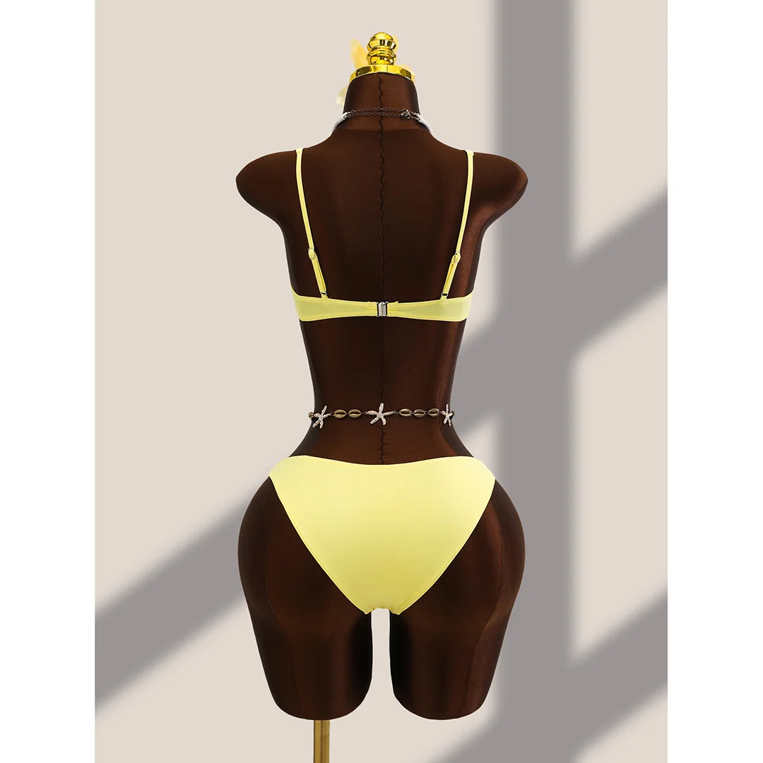 3-teiliges Set mit Rüschenrock, Bügel-Bikini, Damen-Badeanzug, Damen-Bademode, dreiteiliges Bikini-Set, Badebekleidung, Badeanzug, Schwimmbekleidung V7683H – Detail 15