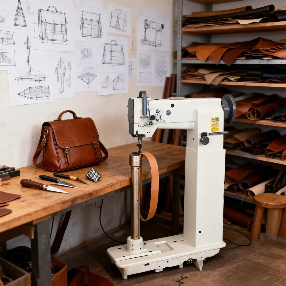 

Factory Price High Post Sewing Machine Leather Bag Handbag Making Single Needle Sewing Machine