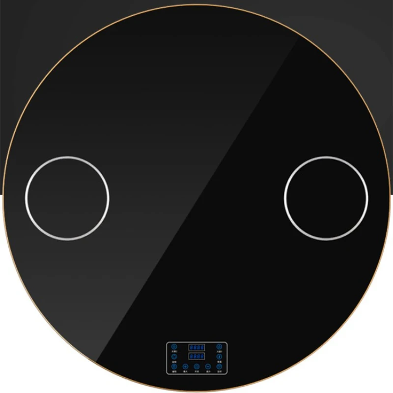 

Vegetable heating board household round dining table heating insulation turntable with double induction cooker