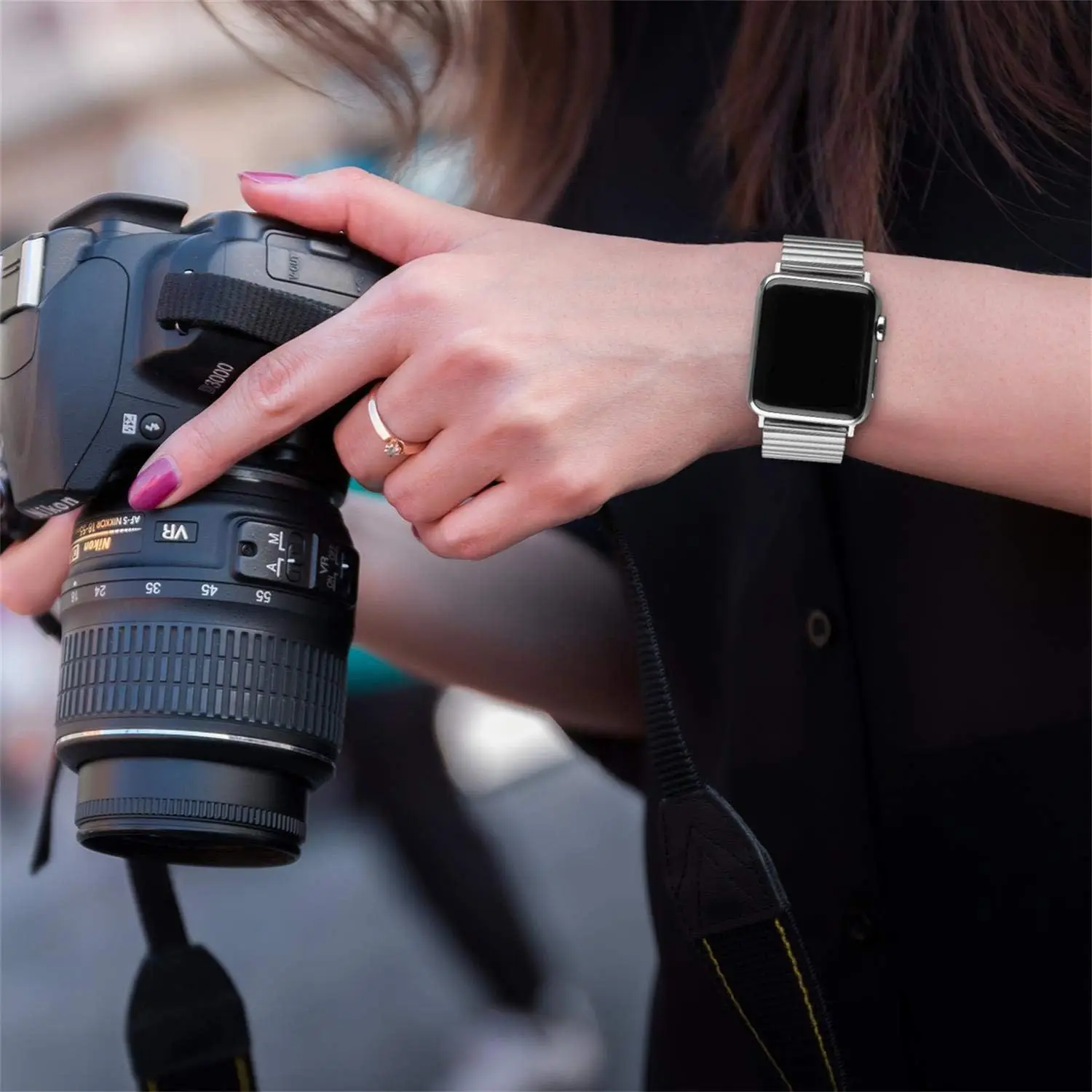 For Apple Watch 9 8 7 41 45mm Ultra 49mm Band Stainless Steel Stretch Expansion Metal Band For iWatch 6 5 4 3 2 1 40 44 38 42mm