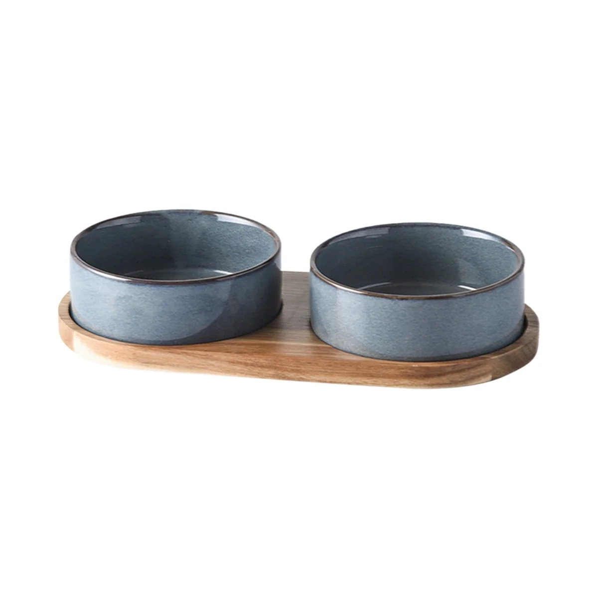 

Ceramic Pet Bowl with Neck Protective Collar Anti-Collision Wooden Tray Pet Feeding Supplies Cat Accessories