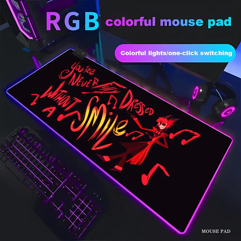 

Игровой коврик для мыши HYBXAXC H_Hazbin Hotel A_Alastor, анимационный, RGB, HD, большой, LED, XXL, для ПК, нескользящий, декоративный