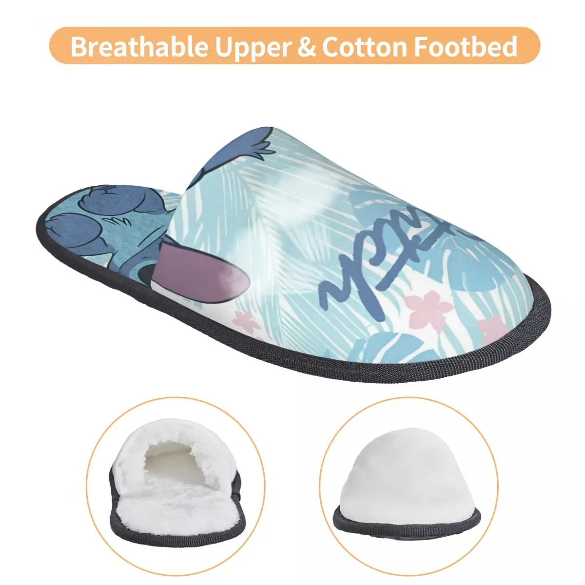 Stitch Hawaiian Winter Slippers Indoor Soft Memory Foam Slides Non Slip
