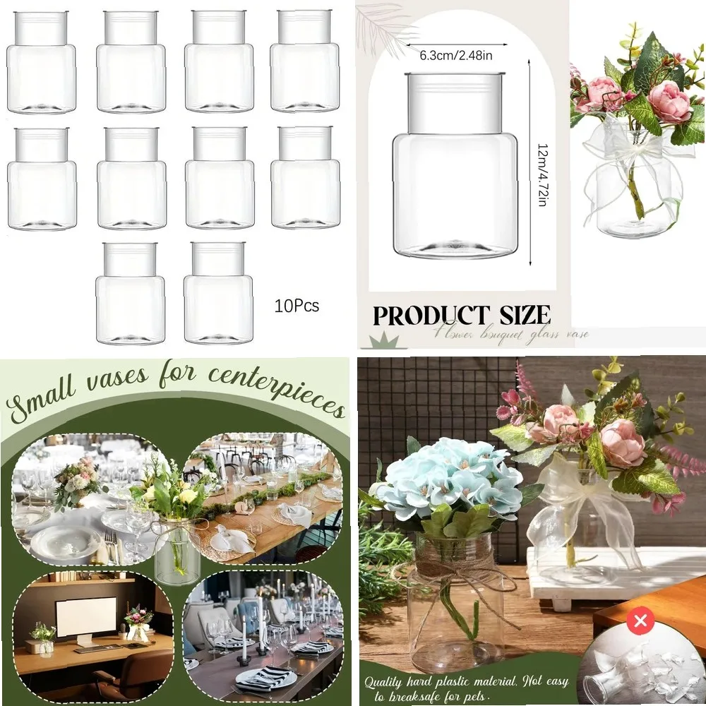 

Large Clear Cylindrical Plastic Vase for Wedding Centerpiece, Home Table Decor