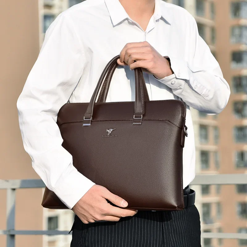 PU Business Leather Handbag Large Capacity Single Shoulder Package High Quality Messenger Bag Men's Briefcase