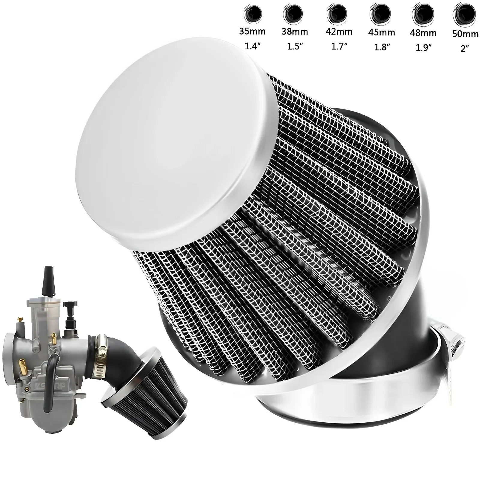 

Universal Air Filter 35mm 38/42/45/48/50mm Motorcycle Air Filter for 50cc 110cc 125cc 140cc Motorcycle ATV Scooter Pit Dirt Bike