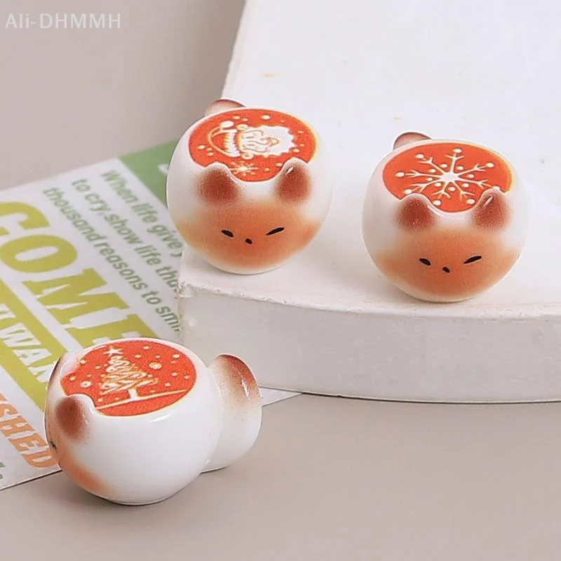 5/10pcs Resin Cat Non-Porous Beads Mini Latte Art Figurines Kawaii Coffee Ornaments for Cafe Table Decoration Gifts
