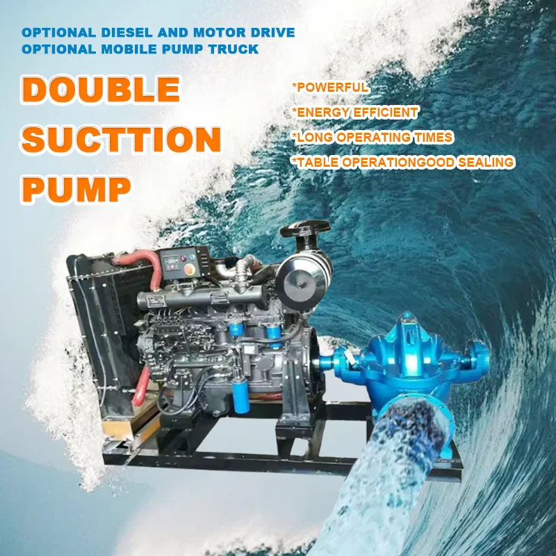 High Head 6 Inch Diesel Water Pump Double Suction Split Case Centrifugal Pump Irrigation Water Transfer Industrial Pump