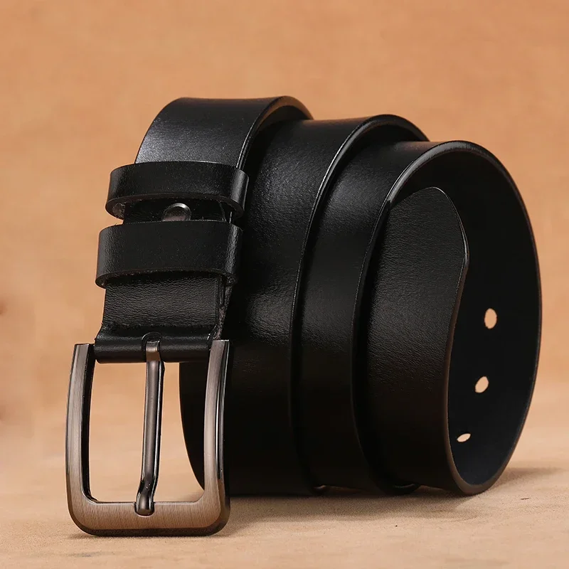 Cintos de couro genuíno masculinos de alta qualidade com fivela de pino cinto para homens longo grande 110 120 130 140 150 160 170cm plus size
