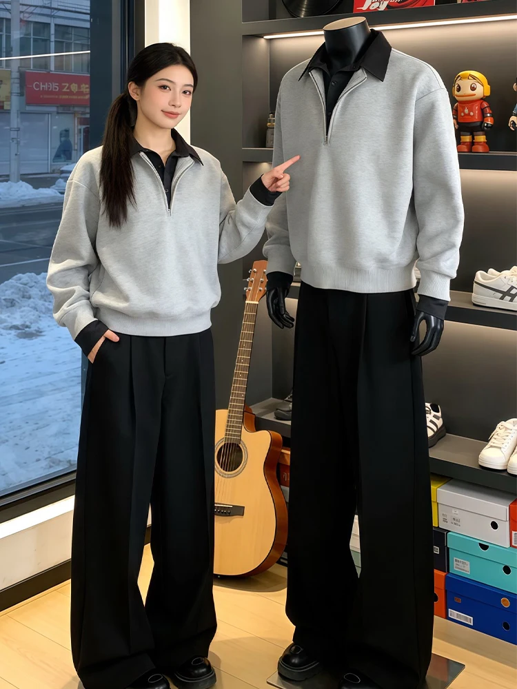 

Мужская толстовка American Sle Heavyweight Splice с воротником-стойкой на молнии, длинными рукавами, весенняя, в стиле High Sense Color Colion