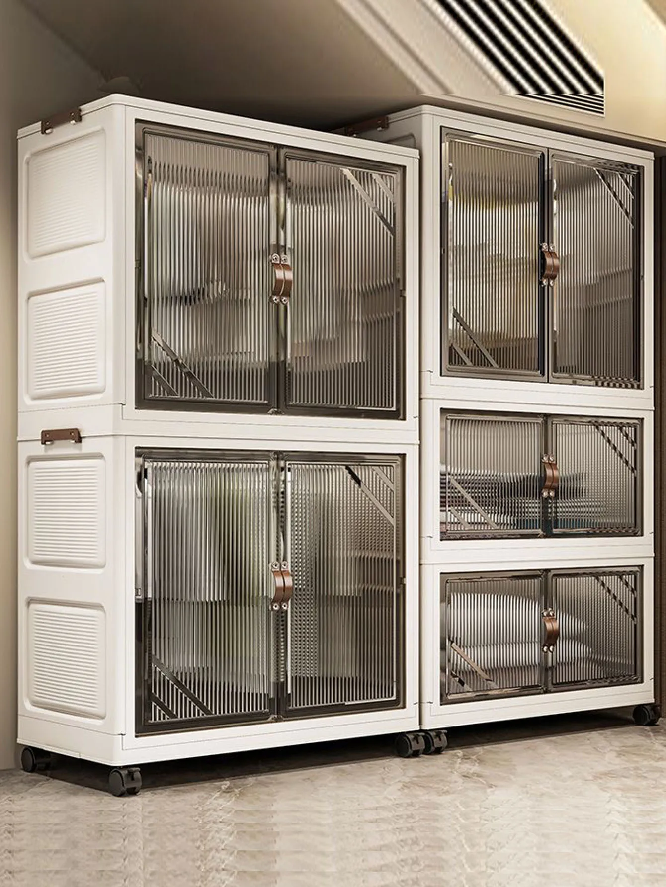 Double Door Foldable Storage Cabinet Mobile Home Living Furniture Durable Large Capacity Renting Essentials