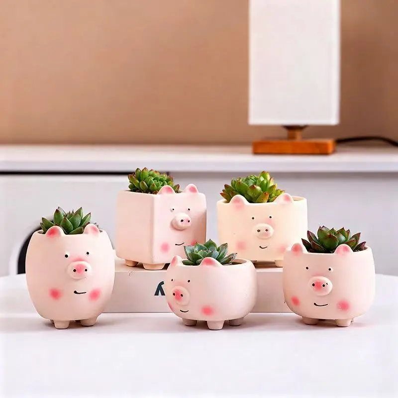 Bathtub Shape Flower Pot Desktop Bonsai Gardening Potted Succulent Plant Pot Ceramic Art Vase Home Office Decor Garden Supplies