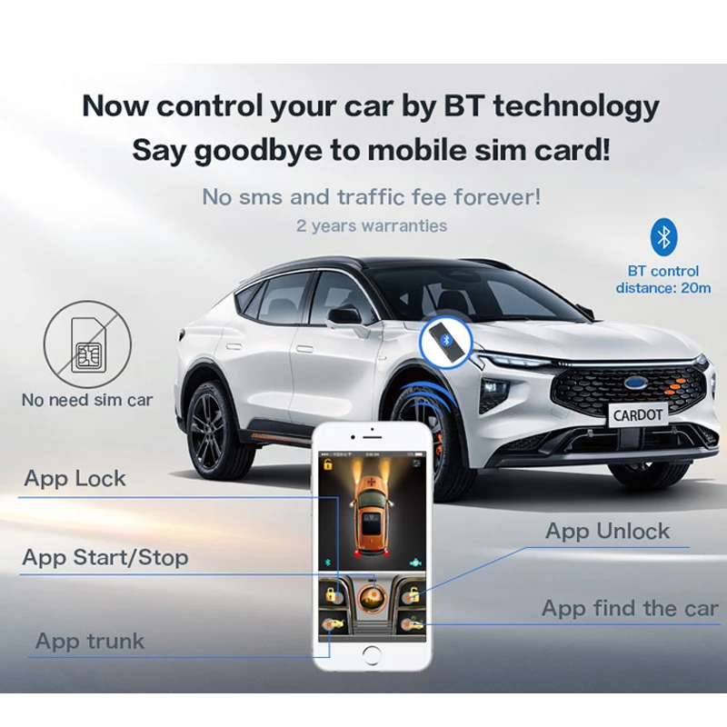 Cardot NFC lock unlock BT mobile app Engine Start Stop Auto Central Lock Keyless Entry Car Alarm Sysyem