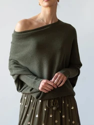 Women's Ribbed Knit Jumper Set Casual Bat Sleeve round Neck Simple Versatile Autumn Winter Knitwear 2025 New Headwear Included