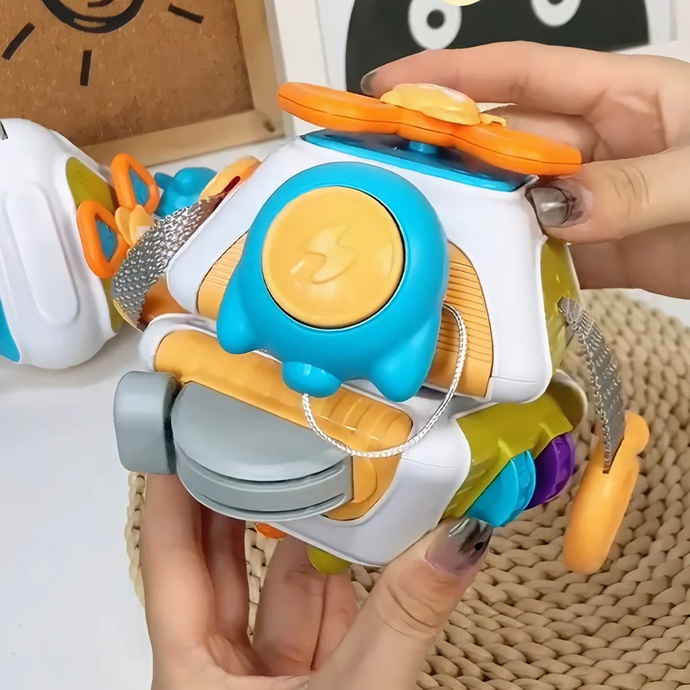 Cubo de tablero ocupado para bebé, juguetes sensoriales Montessori para niños pequeños de 1 a 3 años, actividades educativas de aprendizaje, juguete de viaje con Motor