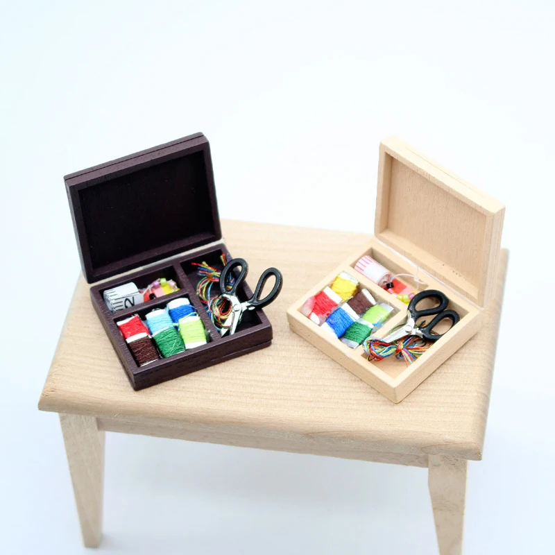 Caja de pintura en miniatura de casa de muñecas, caja de madera, modelo de juguetes, accesorios para muñecas, 1:6, 1:12