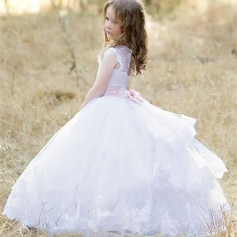 

Pageant Cute Flower Girl Dresses for Wedding Lace Princess Formal for Little Bride Holy Vestidos De Primera First Communion