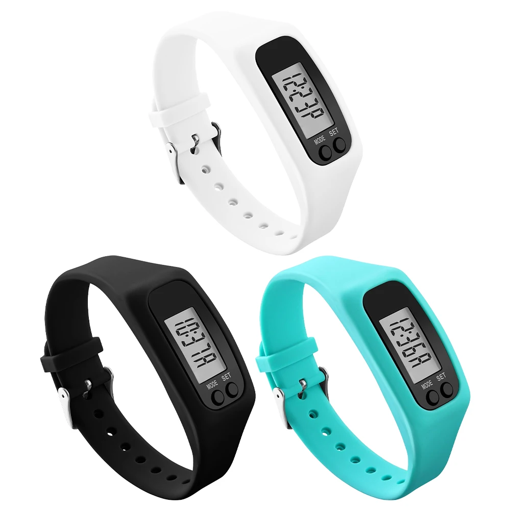LED Pedometer Bracelet Wrist Calorie Counter Multi-Function Step Counter Watch Walking Running Pedometer for Outdoor Sports