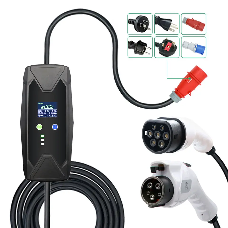 High Quality Adjustable AC 22KW IEC62196 Mode 2 EV Charger Type 2 Type 1 Home Portable Electric Car Charging Box