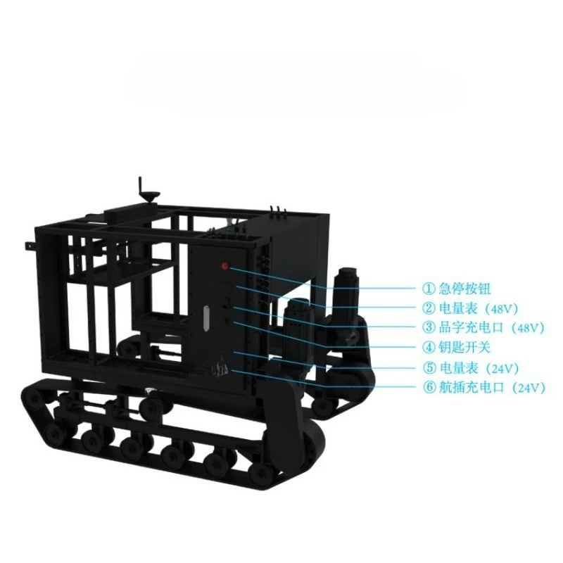 Crawler agricultural robot, inspection chain type, omnidirectional suspension