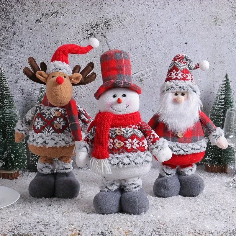 Creative Festive Christmas Elongated Plush Toys: Cute Reindeer, Santa Claus with High Hat, and Snowman - Perfect for  or Home De