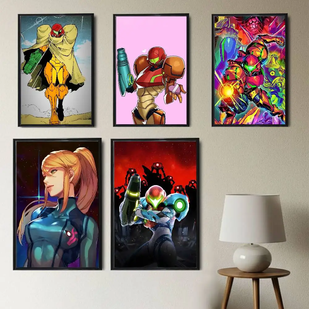 Disclose intelligence Metroid Samus Aran Poster Trendy Wall Art For Coffee Office Bar Decoration Best Gift Sticker Printed