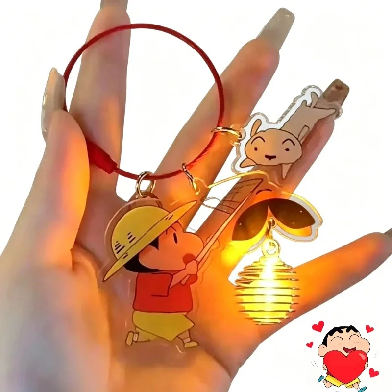 Crayon Shin-chanCartoon Cute Acrylic Keychain Kawaii Firefly Night Light Pendant Backpack Accessories Anime Peripheral Wholesale
