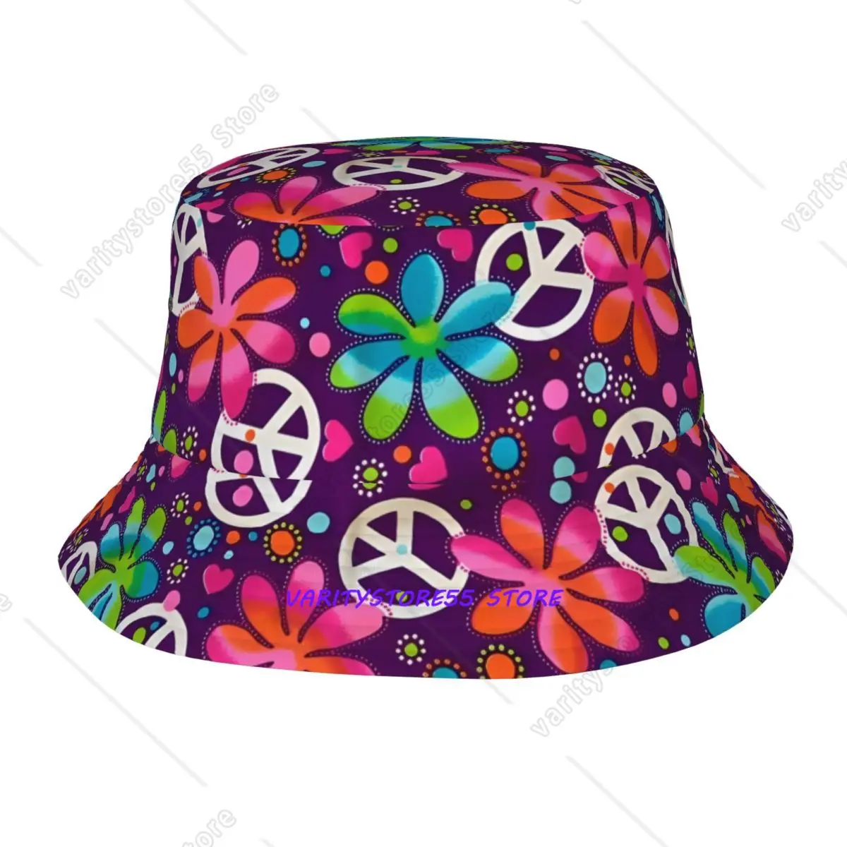 Peace Foral Love Pattern Bucket Hat für Damen, Strand- und Feldhut, einzigartig, verstaubar, für den Urlaub, Angelkappen, Bob-Hut
