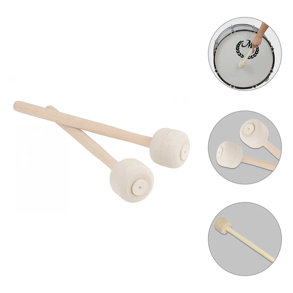 2 Pcs Snare Drum Hammer Wooden Sticks Beginner Drumsticks for Adult Felt Percussion