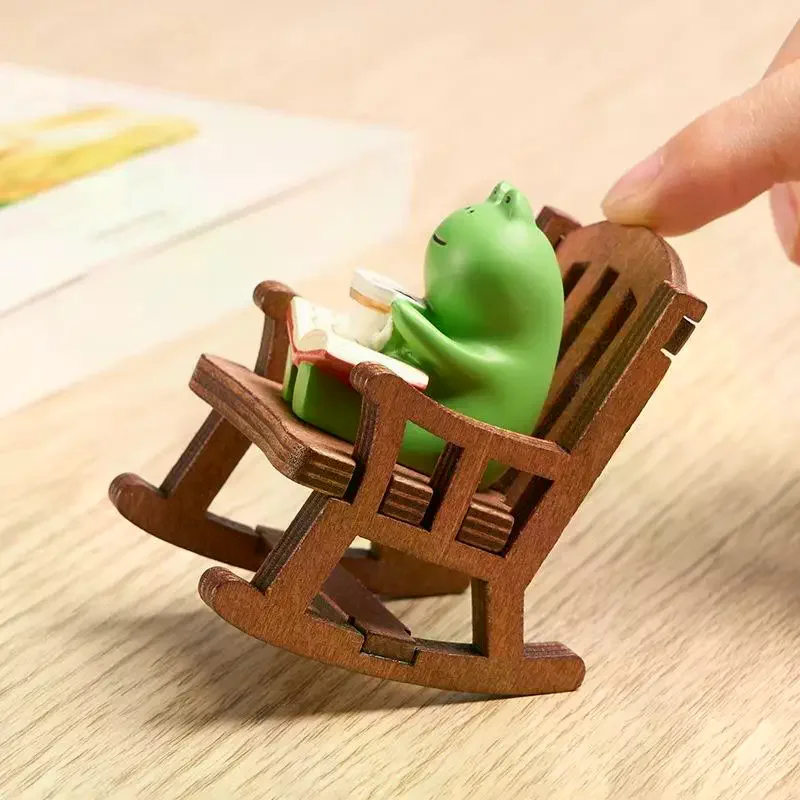 Japanese Resin Accessories Cute Mini Frog Rocking Chair For Room Office Car And Desktop Decoration