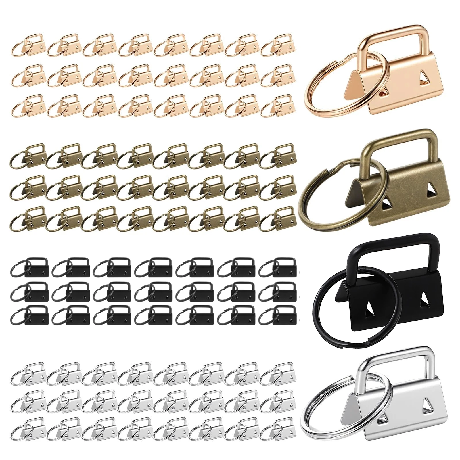 80Pcs 25mm Key Fob Hardware Webbing Clip Keychain Split Ring Key Fob for DIY Crafts, Bag Webbing, Wristle Lanyard Keychain